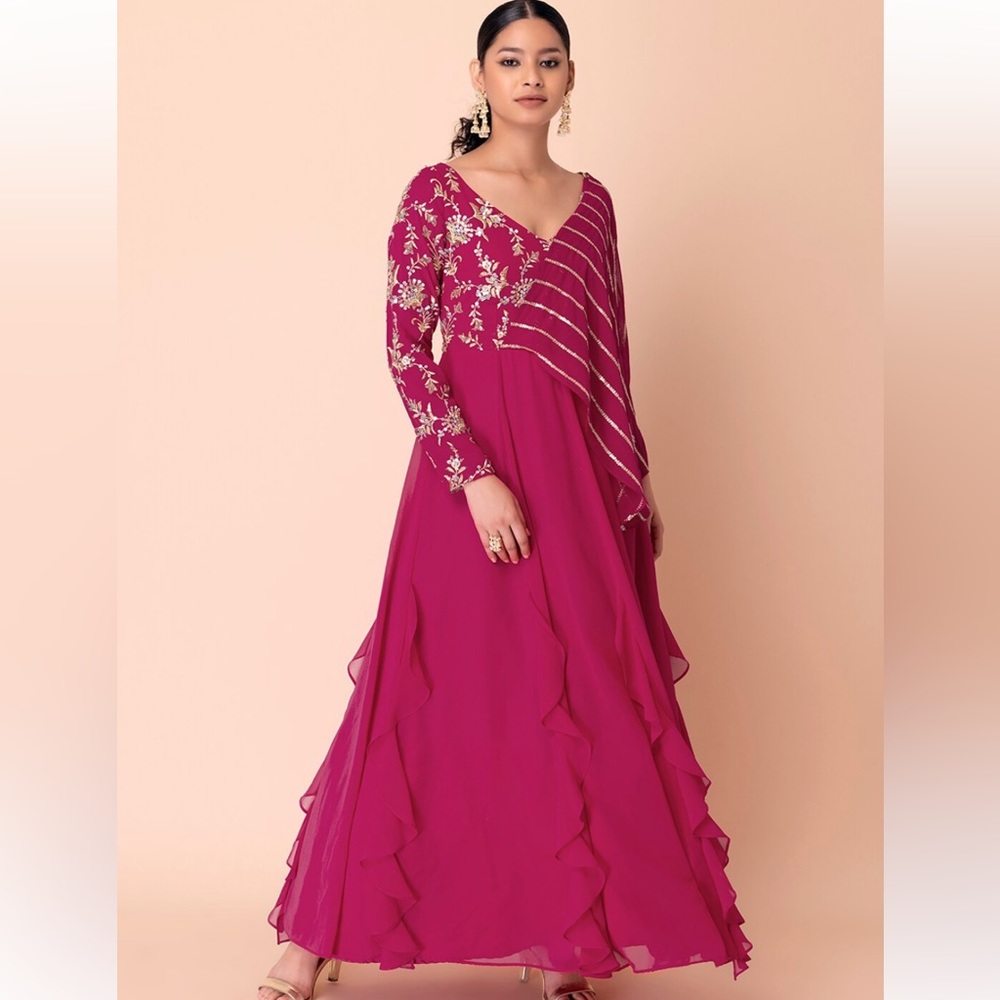 New hot pink ethnic gown by Indya size S